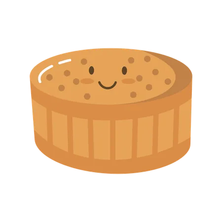 Personagem fofo de bolo delicioso cupcake pão padaria sobremesa comida doce  Ilustração