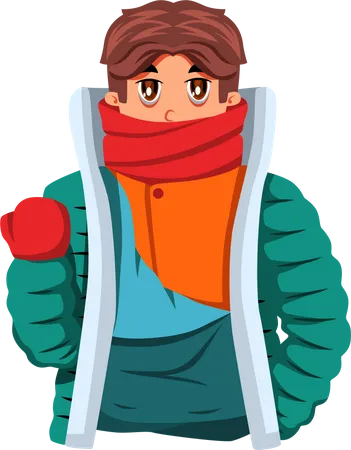 Personagem de jovem com roupas de inverno  Ilustração