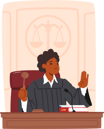 Personagem de juíza experiente, justa e autoritária, trazendo sabedoria e imparcialidade ao tribunal  Ilustração