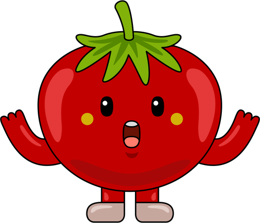 Personagem mascote tomate com braços bem abertos  Ilustração