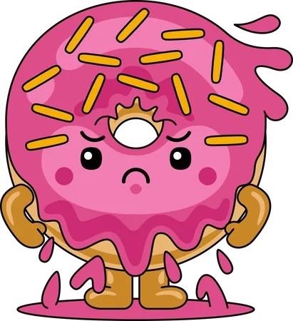 Personagem mascote donut bravo  Ilustração