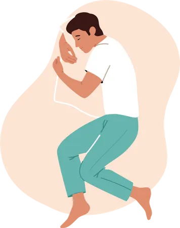 Personagem masculino dormindo em pose relaxada  Ilustração
