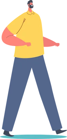 Personagem masculino usa camiseta amarela e calça azul  Ilustração
