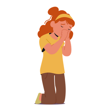 Personagem de menina orando  Ilustração