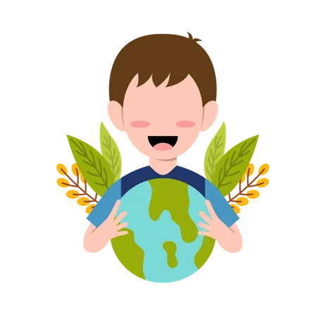 Personagem de menino para Save Planet  Ilustração