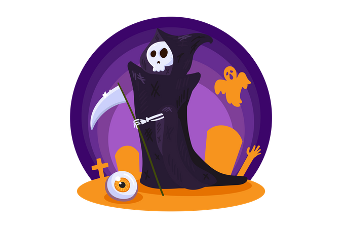 Personagem da Morte no Halloween  Ilustração