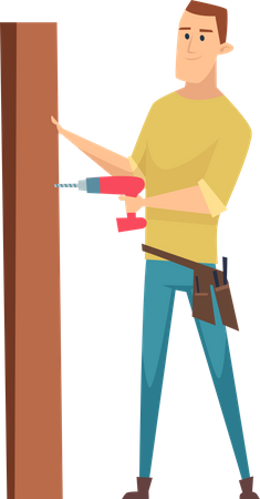 Personagem de trabalhadores carpinteiros  Ilustração