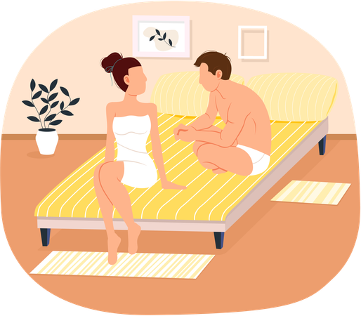 Personagens de desenhos animados descansando e passando um tempo juntos no quarto  Ilustração