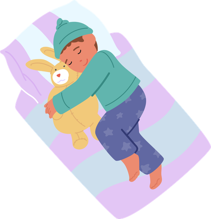 Personaje de bebé niño durmiendo  Ilustración