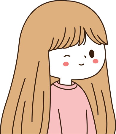 Personaje lindo de chica chibi de pelo largo y rubio  Ilustración