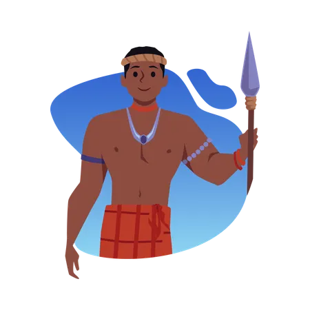 Personaje cazador o guerrero de una tribu africana  Ilustración