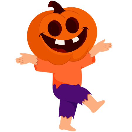 Personaje de Halloween con cabeza de calabaza  Illustration