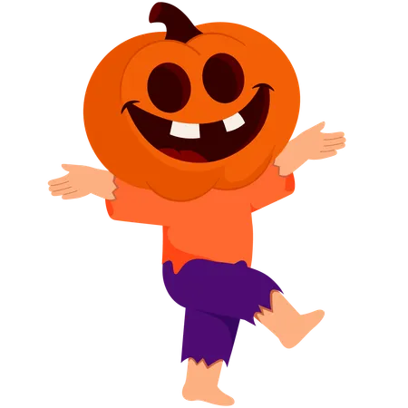 Personaje de Halloween con cabeza de calabaza  Illustration