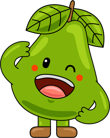 Personaje de mascota pera guiñando un ojo  Ilustración
