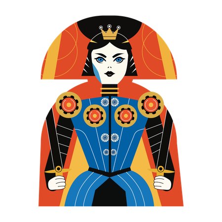 Mujer emperadora, personaje, póquer, casino, baraja  Ilustración