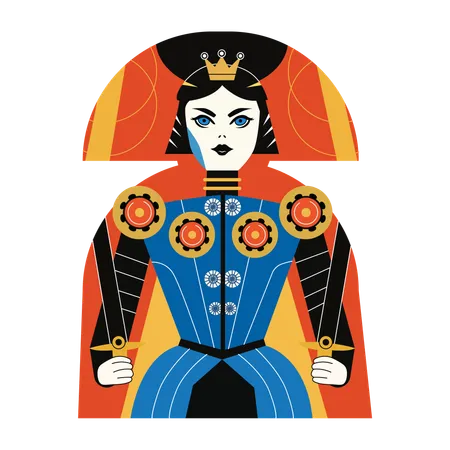 Mujer emperadora, personaje, póquer, casino, baraja  Ilustración