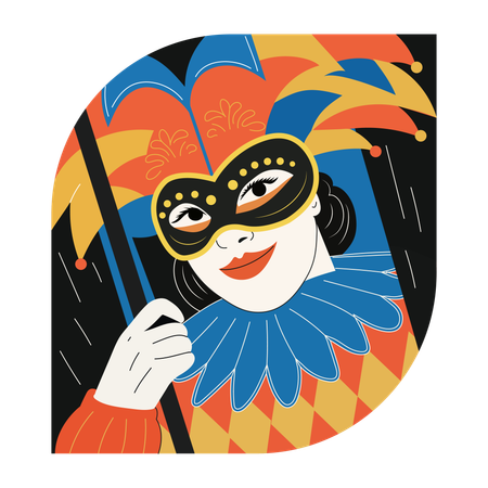 Mujer enmascarada, personaje, póquer, casino, baraja  Illustration