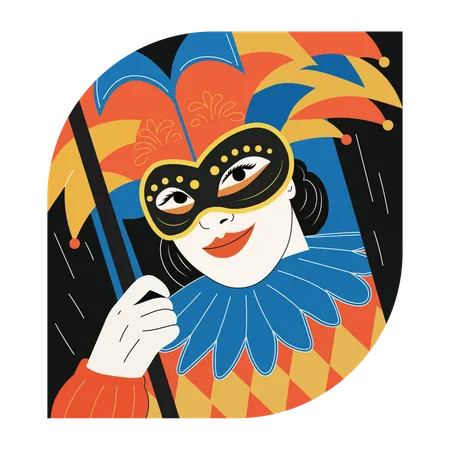 Mujer enmascarada, personaje, póquer, casino, baraja  Illustration