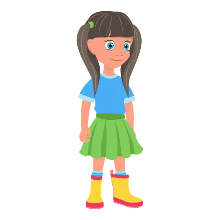 Personaje de niña pequeña de pie  Ilustración