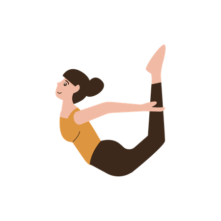 Personaje de pose de yoga de arco  Ilustración