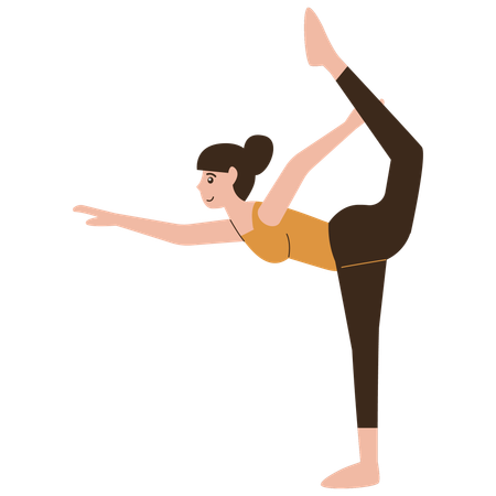 Personaje de pose de yoga de arco de pie  Ilustración