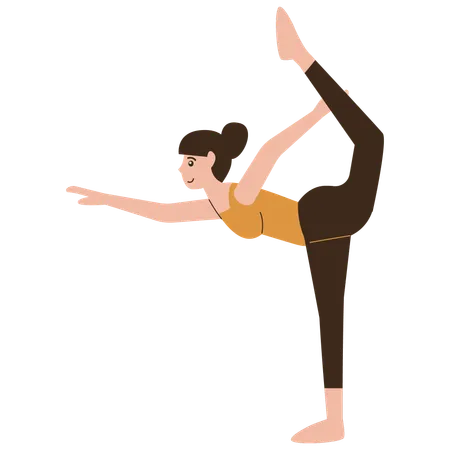 Personaje de pose de yoga de arco de pie  Ilustración