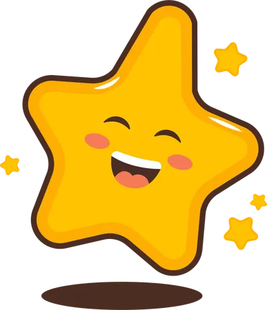 Personaje de estrella pequeña con expresión feliz  Ilustración