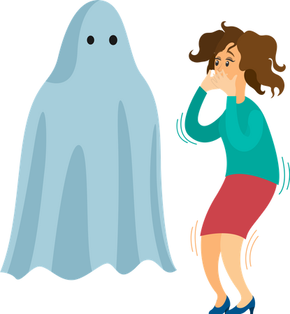 Personaje femenino asustado  Ilustración