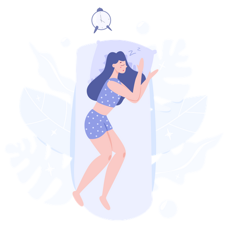 Personaje femenino durmiendo  Ilustración