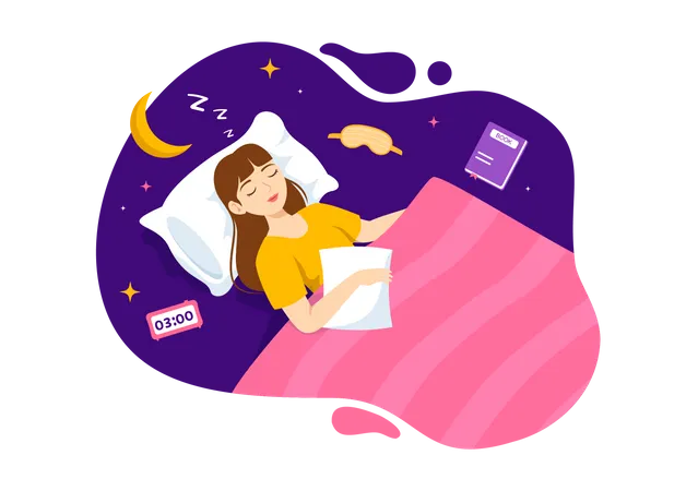 Personaje femenino durmiendo  Ilustración