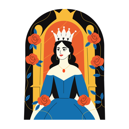 Gobernante femenina, personaje, póquer, casino, reina  Illustration