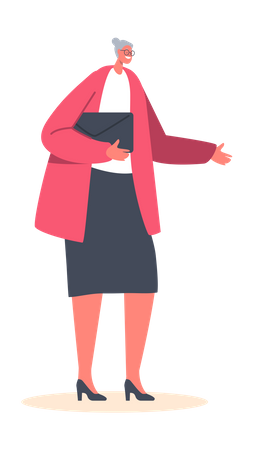 Personaje femenino senior de pie  Ilustración