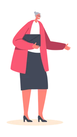 Personaje femenino senior de pie  Ilustración