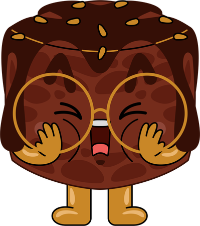 Personaje mascota brownie gritando  Ilustración