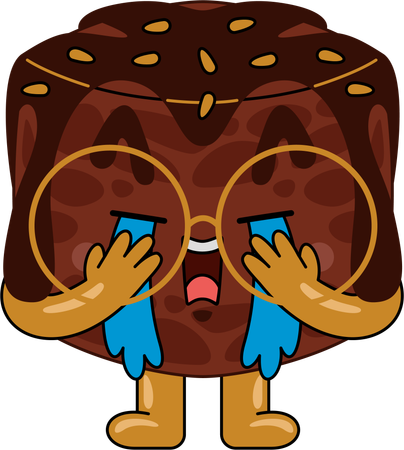 Personaje mascota brownie llorando  Ilustración