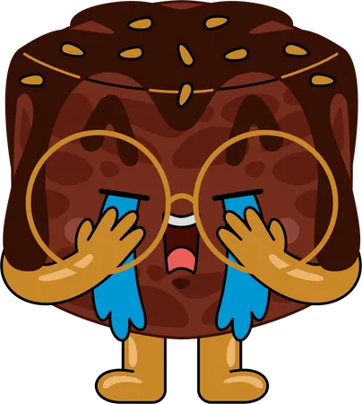 Personaje mascota brownie llorando  Ilustración