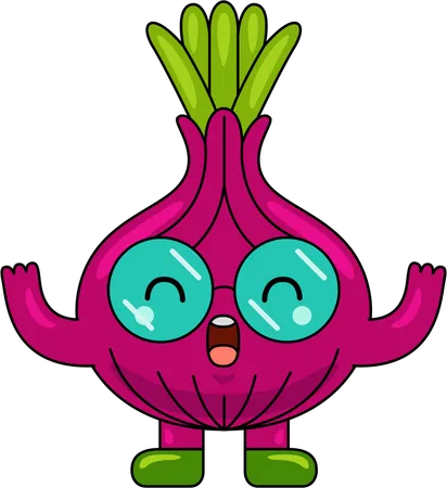 Personaje mascota de cebolla  Ilustración