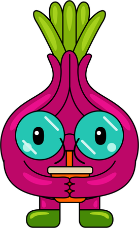 Personaje mascota cebolla bebiendo jugo  Ilustración