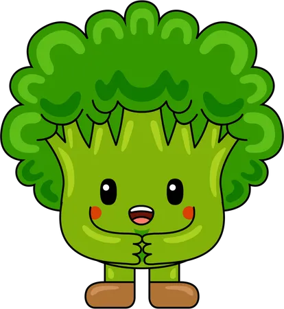 Personaje mascota de brócoli  Ilustración