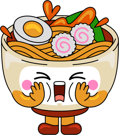 Personaje de mascota ramen gritando  Ilustración