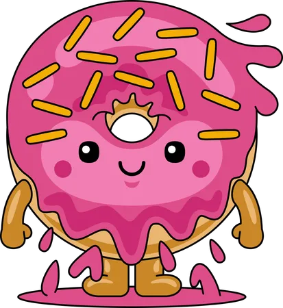 Personaje mascota de donut  Ilustración