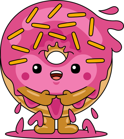 Personaje de mascota de donut de pie  Ilustración