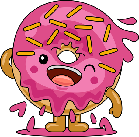 Personaje de mascota de donut guiñando un ojo  Ilustración