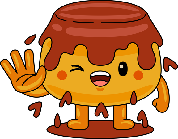 Personaje mascota de Purin diciendo hola  Ilustración