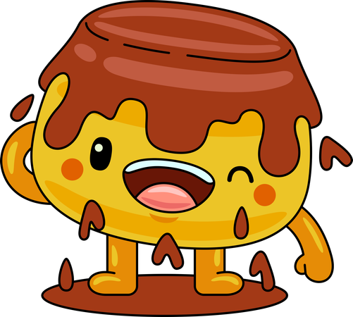 Personaje mascota de Purin guiñando un ojo  Ilustración