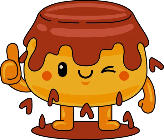 Personaje mascota de Purin mostrando pulgares hacia arriba  Ilustración