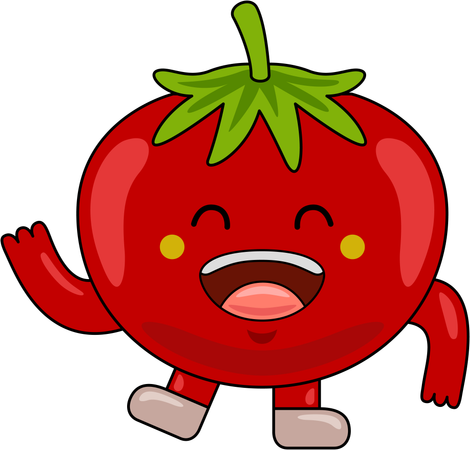 Personaje mascota de tomate saludando con la mano  Ilustración