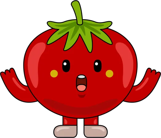 Personaje mascota de tomate con los brazos abiertos  Ilustración