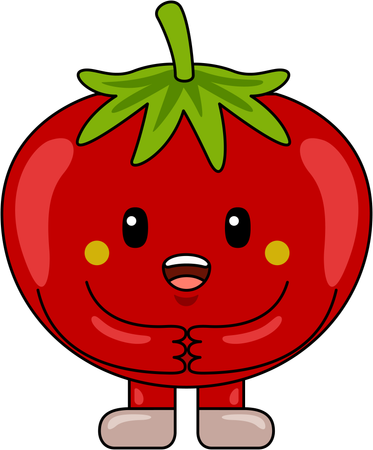 Personaje mascota tomate de pie  Ilustración