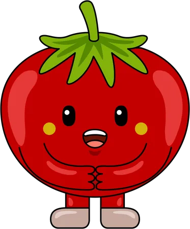 Personaje mascota tomate de pie  Ilustración